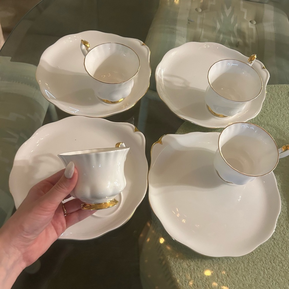 Royal Albert Val D’Or White and Gold Teacup and large Saucer Set